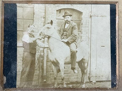 Lot 358 - Albumen photograph, gentleman on a horse. 19th...