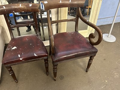 Lot 770 - A mahogany elbow chair and a single dining...