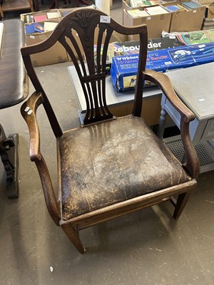 Lot 772 - A mahogany elbow chair with drop in seat