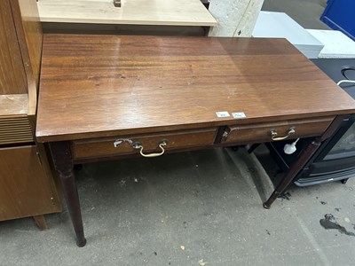 Lot 814 - A stained pine two drawer side table