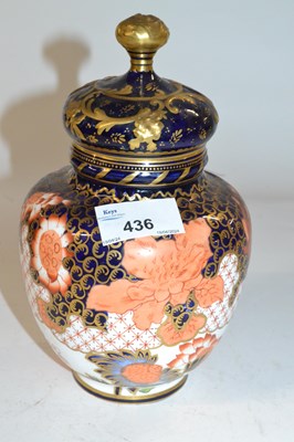 Lot 436 - A Royal Crown Derby vase with cover, late...