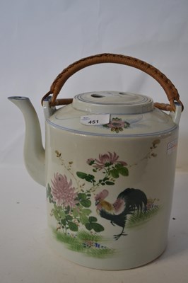 Lot 451 - A large Chinese porcelain kettle painted with...