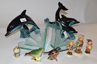 Lot 458 - A pair of glass Art Deco style book ends, two...