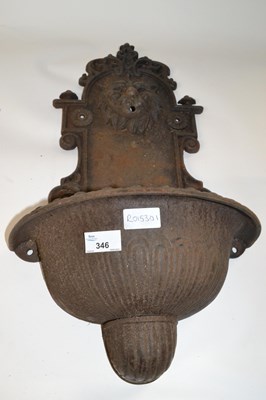 Lot 346 - Small cast iron wall mounted water fountain...