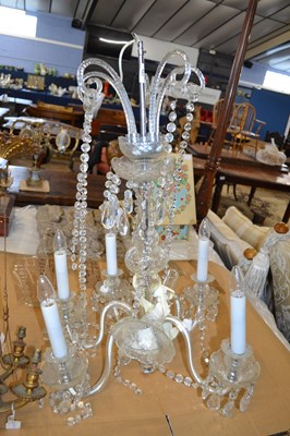 Lot 487 - A 20th Century crystal glass chandelier with...