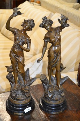 Lot 553 - A pair of late 19th Century bronzed Spelter...