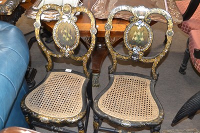 Lot 556 - A pair of Victorian mother of pearl, ebonised...