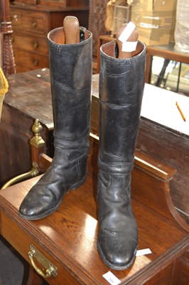 Lot 563 - A pair of vintage black leather riding boots...