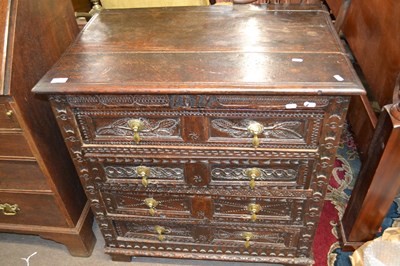 Lot 567 - A 17th Century oak chest of drawers with...