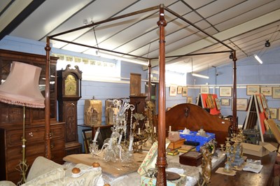 Lot 570 - A reproduction hardwood four poster bed with...