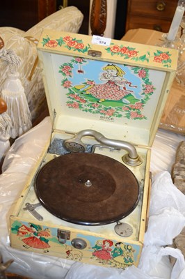 Lot 574 - A vintage Decca portable gramophone, the case...