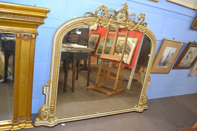 Lot 641 - A large Victorian over mantel mirror of arched...