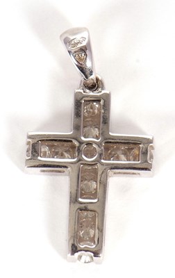 Lot 50 - An 18ct diamond cross pendant, the cross set...