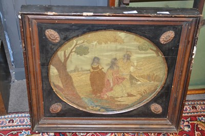 Lot 643 - A 19th Century needlework picture of three...