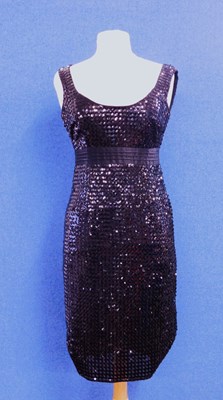 Lot 65 - A black sequin shift dress by Per Una, size 8R,...
