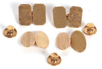 Lot 88 - Two pairs of 9ct gold cufflinks and three 9ct...