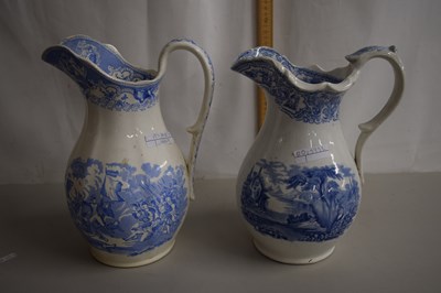 Lot 20 - Two blue and white transfer printed jugs