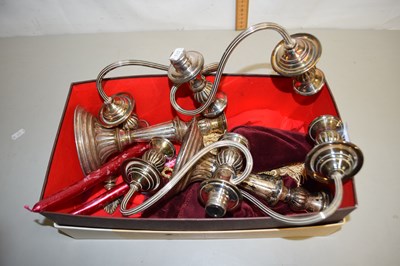 Lot 28 - A pair of silver plated candelabra