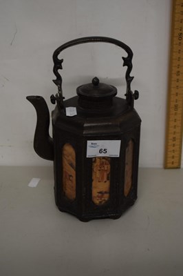 Lot 65 - A reproduction Chinese cast metal teapot with...