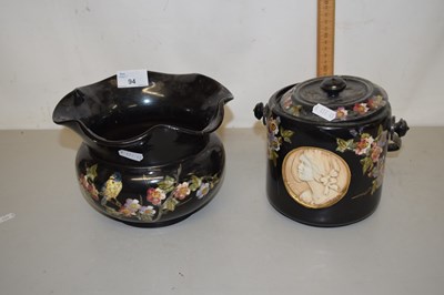 Lot 94 - A Bretby frilled pottery jardiniere together...