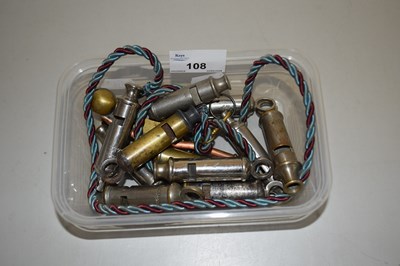 Lot 108 - Box of various assorted whistles
