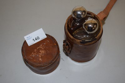 Lot 140 - Pair of small leather cased travelling spirit...