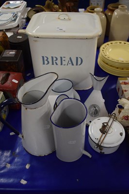 Lot 184 - Enamel bread bin and various other white...