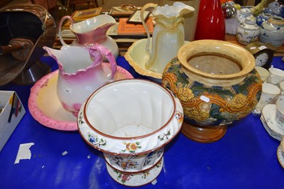 Lot 199 - Group lot of wash bowls, jugs, jardinieres etc