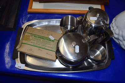 Lot 216 - Vintage steel tea set and other items