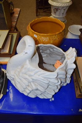 Lot 218 - A large swan shaped jardiniere and one other