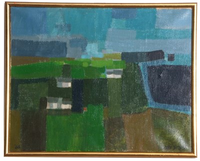 Lot 19 - John Stops (British,1925-2002) Abstract oil on...