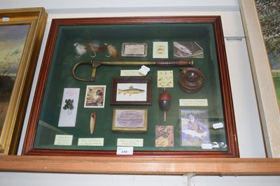 Lot 249 - Modern framed montage of fishing tackle