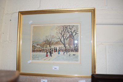 Lot 253 - Helen Bradley, coloured print Winter, signed...