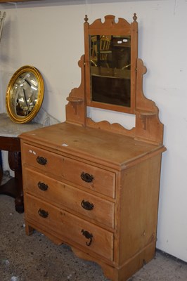 Lot 369 - A late Victorian pine three drawer dressing chest