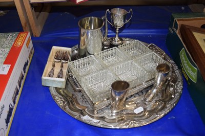 Lot 523 - Silver plated serving tray together with...