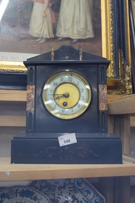 Lot 548 - Victorian black slate and marble case mantel...