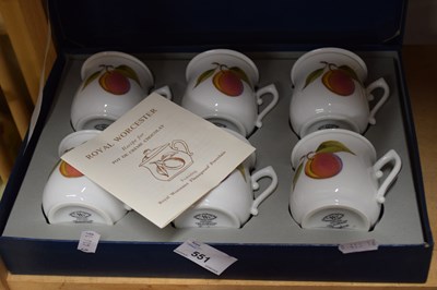 Lot 551 - Boxed Royal Worcester Evesham chocolate pots