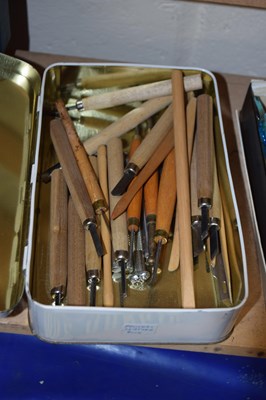 Lot 552 - Box of various small tools for pewter and...