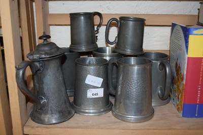 Lot 645 - Collection of various pewter tankards