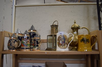 Lot 658 - Mixed Lot: German beer steins, lantern, brass...