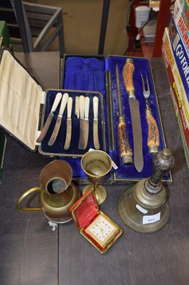 Lot 665 - Cased carving set, mother of pearl handled...