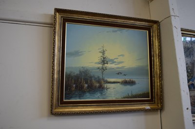 Lot 744 - Brouwer, study of lake scene, oil on canvas