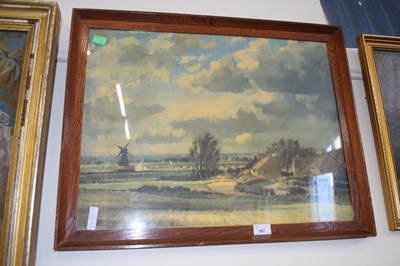 Lot 767 - Coloured print of a rural scene with windmill