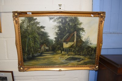 Lot 783 - Picture study of a rural lane, oil on board