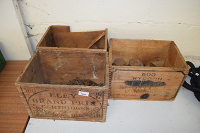 Lot 1026 - Three vintage wooden boxes including various...