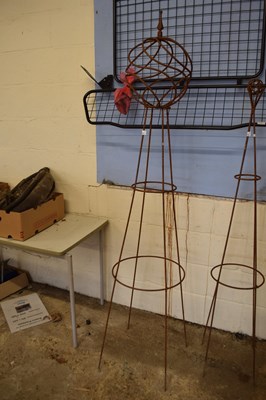 Lot 1031 - A six foot iron obelisk/iron plant support