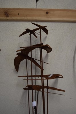 Lot 1038 - Iron garden sculpture, swallows on sticks