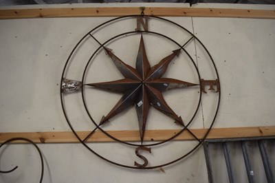 Lot 1043 - Large iron wall hanging compass