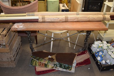 Lot 802 - A cast base pub table with wooden top