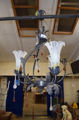 Lot 853 - A 20th Century light fitting with hanging...